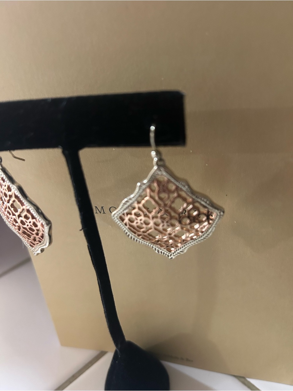 Kendra Scott Intricate Two-Tone Filigree Drop Earrings - Rose Gold & Silver - Picture 2 of 4